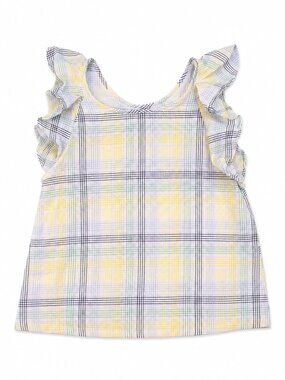 LOFT Yellow and Gray Plaid Women's Blouse, Size Small, Cottagecore and Casual